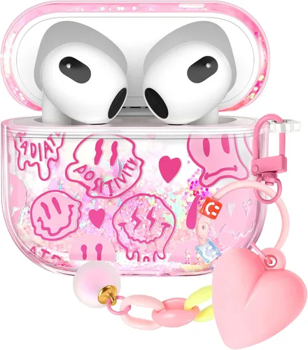 Vista 39 de Funda para Apple para Airpods 4 Case 2024 - Arena Movediza Líquida Arte Artístico Estético Funda Mujer Chica Mujeres Brillante Brillo Purpurina