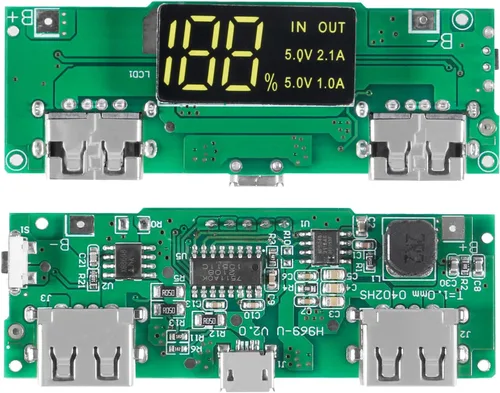 Vista 2 de Tablero de carga 18650, 6 unidades, 18650, doble USB 5 V, 2 A, 1 A, módulo de banco de energía móvil, placa de cargador de batería de litio
