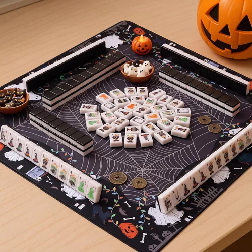 Vista 4 de Hoteam Juego de 160 piezas de mahjong americano de Halloween con bolsa