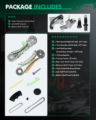 Vista 2 de SCITOO TK4090 Kit de cadena de distribución TK4090 Tensor de cadena de piñón guía de cadena para 1997-2010 para Ford Explorer Sport Trac para Ford