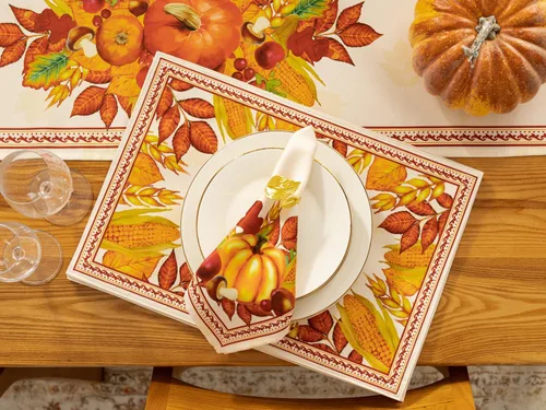 Vista 4 de YiHomer Colección de mesa de Acción de Gracias para decoración de cocina, comedor, fiestas, cosecha, fiesta de cosecha, juego de servilletas, 20 x