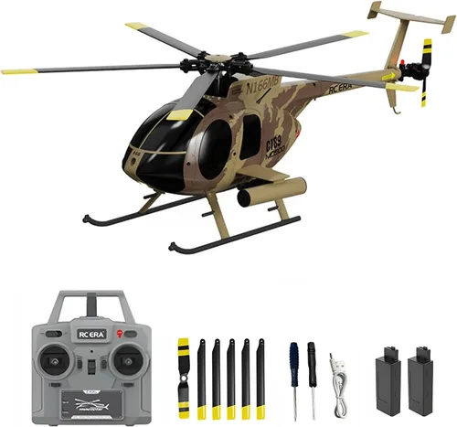 Vista 11 de Helicóptero a control remoto Dodoore, Modelo de helicóptero RC C189 MD500, helicópteros de rotor único de 1/28 de escala 4CH con giroscopio de 6