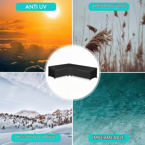 Vista 5 de WLEAFJ Funda de sofá modular para patio en forma de L, impermeable, de alta resistencia para exteriores con ventilación, con orientación a