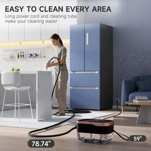 Vista 3 de Limpiador de vapor para el hogar, potente vaporizador para limpieza, presión de 4 bar y calor instantáneo de 15 segundos, vaporizador de limpieza