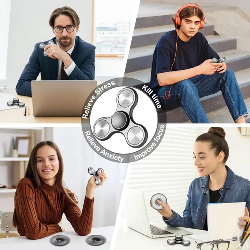 Vista 4 de Fidget Spinner para adultos, ultra duradero, metal silencioso, juguetes sensoriales con rodamientos de acero inoxidable, TDAH, autismo, ansiedad