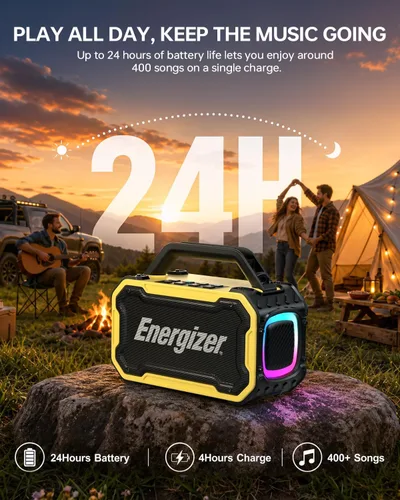 Vista 8 de Energizer Altavoces Bluetooth al aire libre, altavoz inalámbrico portátil Amarillo
