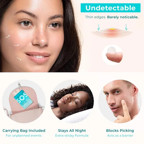 Vista 2 de CLEOF Parches para espinillas para cara y cuerpo, uso nocturno, parche invisible para acné para zits, manchas, espinillas, puntos blancos, vegano