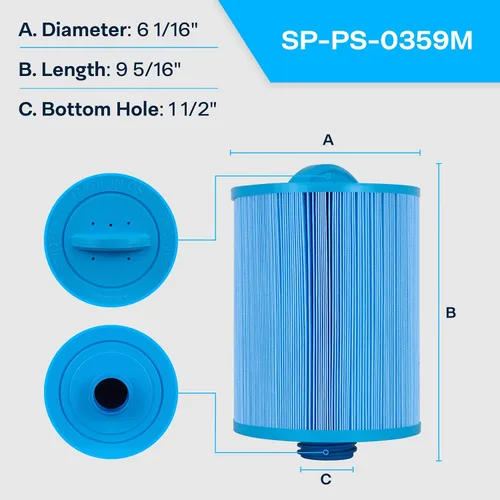 Vista 2 de SpiroPure Cartucho de repuesto para Pleatco PWW50P3 PWW50 Filbur FC-0359 FC-0359M Unicel 6CH-940 6CH-940AM Waterway 817-0050 Blue Media Hot Tub Spa