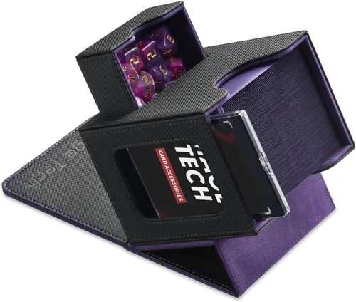 Vista 22 de Mage Tech Caja de cartas para MTG Commander, diseño patentado, pantalla Commander, se adapta a 100 tarjetas de doble manga, ladrillo de tarjetas