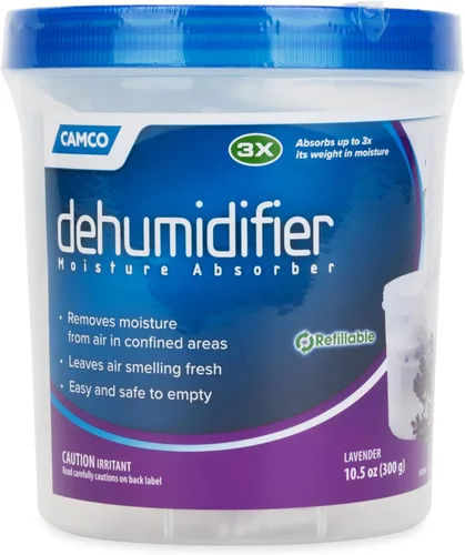 Vista 5 de Camco 44286 Deshumidificador colgante sin fragancia - Gancho práctico que absorbe hasta 3 veces su peso en agua, reduce la humedad en armarios