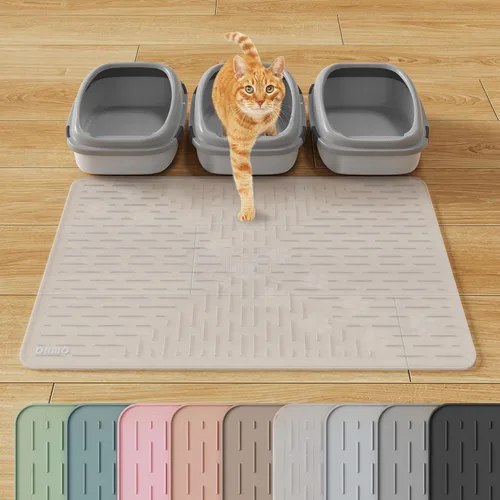 Vista 16 de OHMO Alfombrilla Grande para Arena de Gatos Alfombrilla de Captura Premium Goma de Silicona 31.5 x 23.6 pulgadas Gris Ceniza, Alfombrilla para Caja