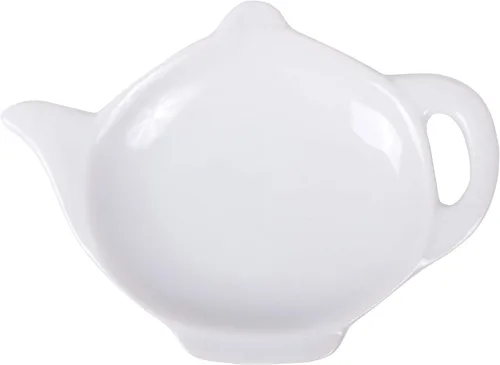 Vista 6 de HIC Kitchen Soporte para bolsitas de té, porcelana fina, diseño de hojas, juego de 2