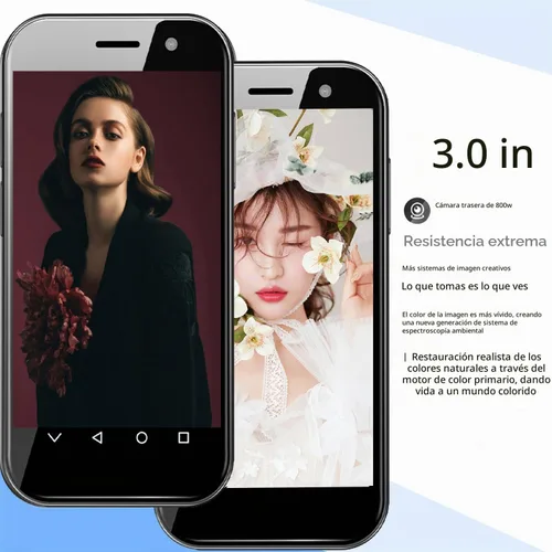 Vista 2 de Longben Mini Smartphone Desbloqueado Teléfono Celular 3.0 Pulgadas Android 4G Pequeño Móvil Quad Core Pequeño Teléfono Dual SIM (Negro, 32, GB)