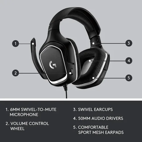 Vista 3 de Logitech G332 SE - Auriculares estéreo para PC, PS4, Xbox One, Nintendo Switch (renovados)