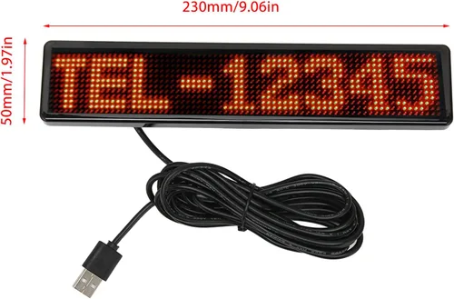 Vista 7 de Diydeg Panel LED, control de aplicación Bluetooth, señal LED programable, USB 5 V, 12 x 72 puntos, rojo, estilo tecnológico moderno, para automóvil