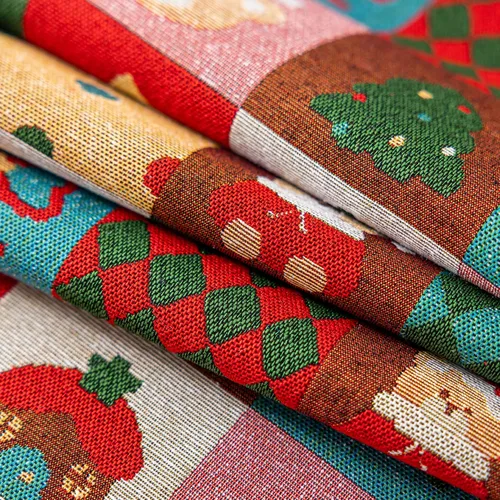 Vista 4 de Camino de mesa navideño con borlas de pompones, decoración de mesa de mezcla de lino y algodón para mesa de comedor, tocador, chimenea