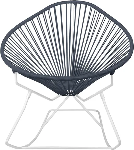 Vista 11 de Innit Designs Acapulco - Silla mecedora con estructura cromada, color turquesa, tejido naranja Verde