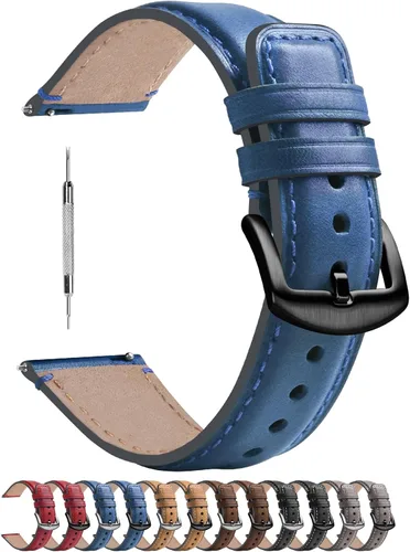 Vista 104 de Fullmosa Correa de reloj de liberación rápida de 0.866 in, 0.787 in y 0.709 in, bandas de cuero bruñido para Samsung Galaxy Watch/Garmin Watch