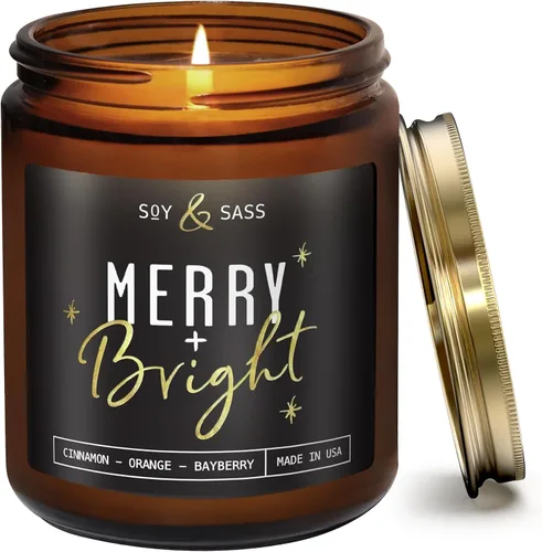 Vista 14 de Vela de bálsamo, velas de Navidad perfumadas – Vela de soja 'bálsamo + cedro', con abeto bálsamo, cedro y cítricos - Infundida con aceites