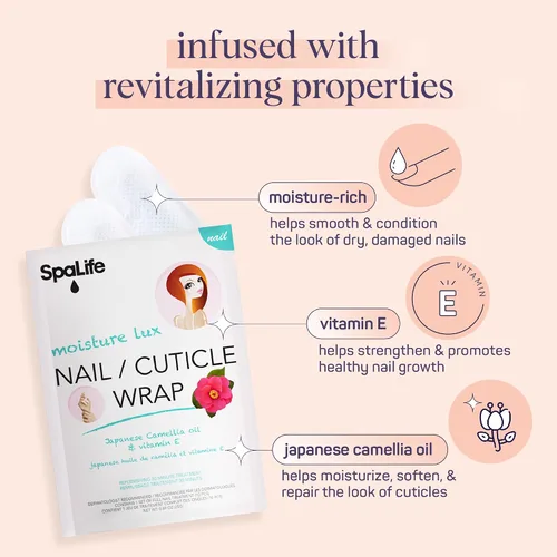 Vista 4 de SpaLife Aceite de camelia japonesa y vitamina E, envoltura de cutícula para uñas, paquete de 6 (60 unidades), mascarillas hidratantes, recomendadas