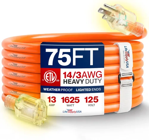 Vista 82 de Cable de extensión de 3 pies para exteriores/interiores, calibre 10/3, ultra resistente, SJTW, resistente al agua, certificación ETL, cable