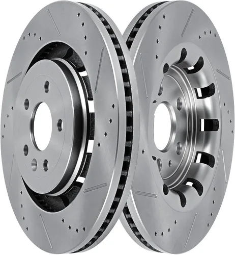 Vista 19 de SCITOO Rotores de freno trasero para Honda para CR-V 2002-2004 Frenos de disco perforados y ranurados Rotores de reemplazo: 31304 Brakes Kit Fit