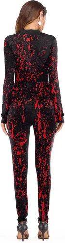 Vista 2 de Sister Amy Disfraz de esqueleto de Halloween para mujer, overol de cosplay