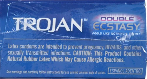 Vista 10 de TROJAN Condones Lubricados Double Ecstasy, Condones Acanalados, 10 Unidades Lubricante lubricado, acanalado y cálido para una mayor experiencia