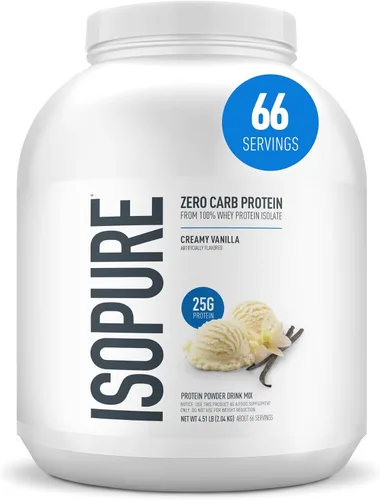 Vista 31 de Isopure Zero Carb 100% Proteína Pura de Suero Aislado en Polvo, Libre de Lactosa, Libre de Gluten, Con Vitaminas, Crema de Plátano, 25g de Proteína