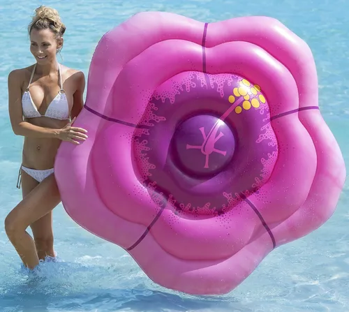 Vista 5 de Canguro Luau Floats; Hibiscus Flower Pool Raft, 6 x 6 ft.