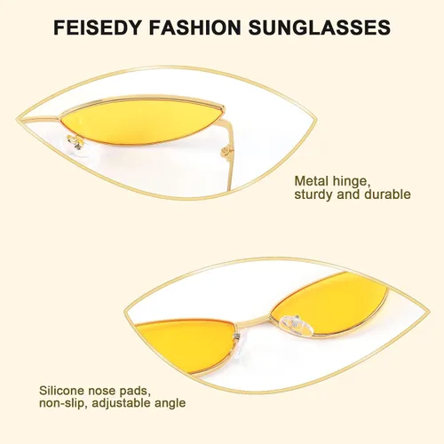 Vista 3 de FEISEDY Gafas de sol de diseñador de moda Retro pequeños pétalos forma arco templo diseño B2298