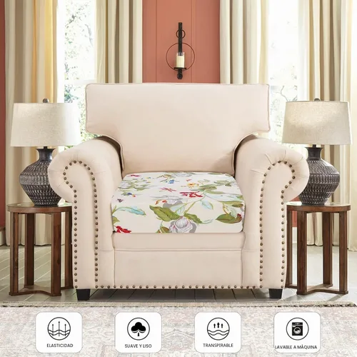 Vista 3 de SearchI Fundas de cojín elásticas impresas para sofá, fundas de cojín de repuesto para sofá, protector de muebles suave con parte inferior elástica