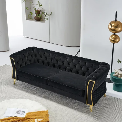 Vista 13 de KEVINSPACE - Sofá de 3 plazas de 84.06" para sala de estar, sofá Chesterfield moderno, mueble de tres asientos, sofá Chesterfield clásico con 84.06
