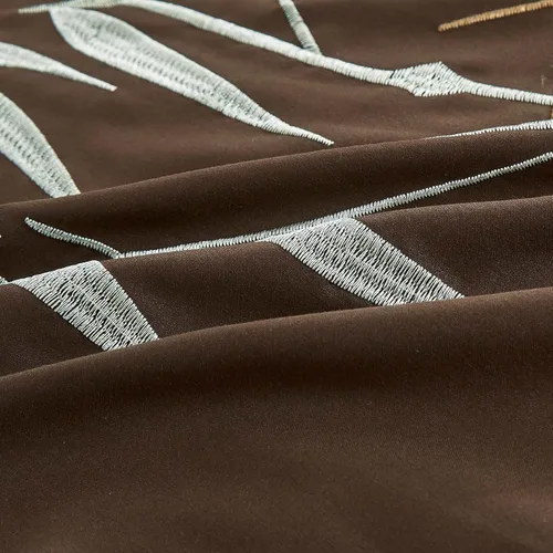Vista 8 de Chezmoi Collection Bengal - Juego de edredón bordado de bambú de 7 piezas, tamaño matrimonial, ropa de cama de microfibra de hierba de bambú verde