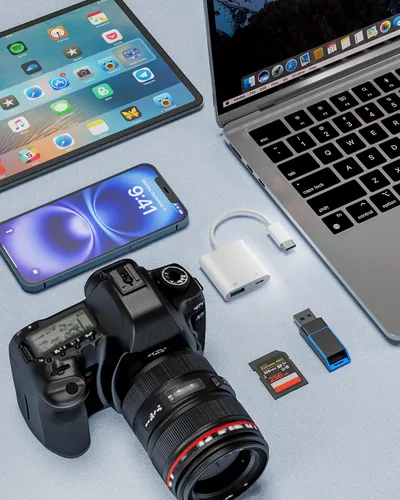 Vista 7 de Adaptador de cámara USB C a USB con puerto de carga PD de 30 W Cable OTG, compatible con iPhone 17/16/15 iPad Android, USB 3.0 hembra