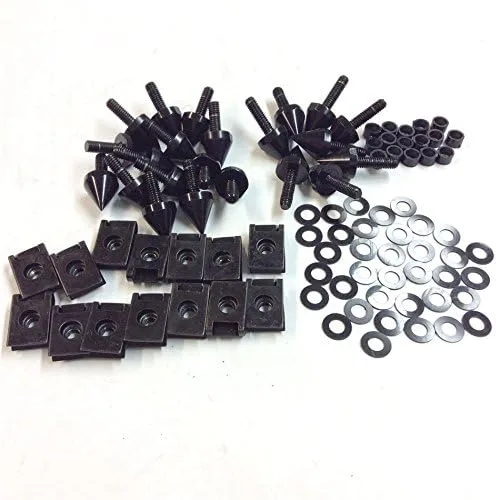 Vista 4 de XKMT-Kit de tornillos de carenado de punta negra compatible con YZF-R1 2000-2001 [B01710RWA2]