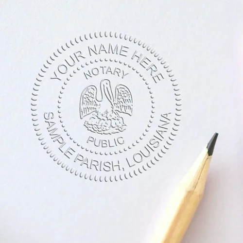 Vista 4 de Sello notarial híbrido negro de Louisiana, sello notarial del estado de Louisiana, tamaño de 1-5/8 de diámetro, ideal para notarios de Louisiana