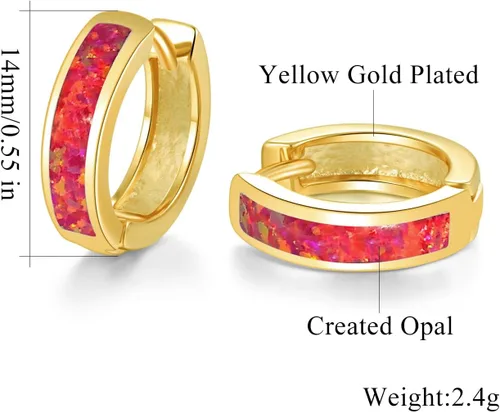 Vista 208 de CiNily Aretes Huggie de ópalo con bisagras, chapados en oro, hipoalergénicos, pequeños aretes de aro para mujeres, adolescentes, niñas, hombres