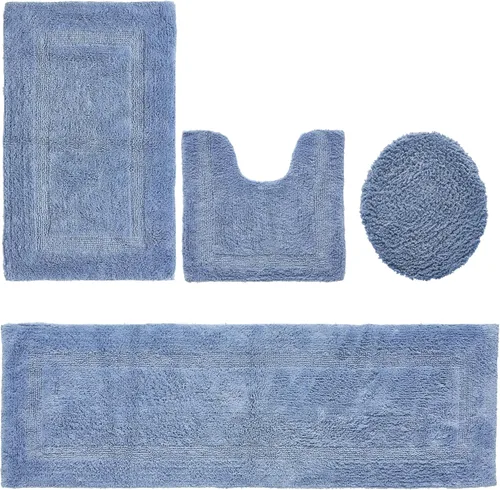 Vista 498 de Better Trends - Juego de 2 alfombras de baño 100% algodón, extra suaves, con borlas, de 17" x 24", alfombra de baño superabsorbente y reversible