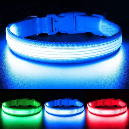 Vista 14 de YFbrite Collar LED para perro XS, ligero collar para gato, cómodo collar de cachorro iluminado, recargable por USB, luz de seguridad ajustable