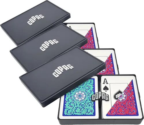 Vista 12 de Copag 1546 Neoteric Design - Juego de cartas 100% de plástico, tamaño de póquer (estándar) verde/rojo (índice jumbo, 1 juego)