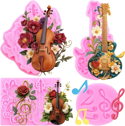 Vista 10 de ZiXiang Juego de 2 moldes de silicona para piano y notas musicales Estilo a