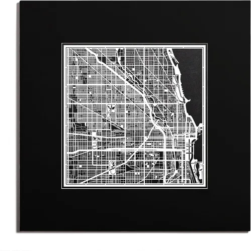 Vista 60 de O3 Design Studio San Diego, CA Paper Cut Map Matted Grey 20x20 in Paper Art