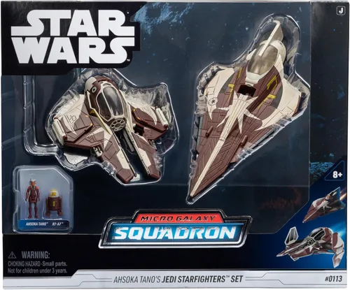 Vista 2 de Star Wars Micro Galaxy Squadron Ahsoka Tano's Jedi Starfighters Set – Vehículos de 5 pulgadas y 3 pulgadas, dos accesorios de micro figuras de 1