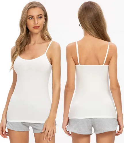 Vista 3 de Air Curvey 4 camisolas para mujer, camisolas básicas, camiseta ajustable, camiseta sin mangas con tirantes delgados