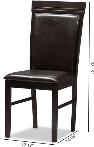 Vista 7 de Baxton Studio Thea Silla de comedor y silla de comedor tapizada de piel sintética marrón oscuro