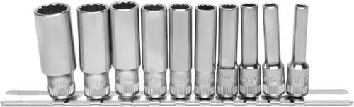 Vista 6 de Genius Tools Juego de llaves de vaso de mano profundas SAE de 10 piezas de 1/4" (12 puntos) - TW-210SD