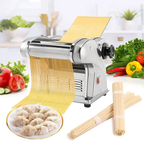 Vista 9 de Máquina eléctrica para hacer pasta WICHEMI, rodillo de pasta y espaguetis, prensa de fideos de acero inoxidable de 135W para uso doméstico familiar