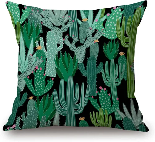 Vista 9 de Solekla Funda de almohada cuadrada de lino y algodón con flores blancas y negras, funda de cojín decorativa para sofá de 18 x 18 pulgadas Sl157