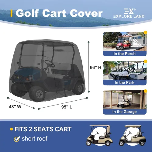 Vista 2 de Explore Land Funda impermeable para carrito de golf universal, compatible con la mayoría de marcas, para 2/4/6 pasajeros